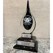 Black and Clear Art Glass Teardrop with Base, 15.5 in