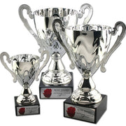 Silver-Tone Metal Trophy Cup on Marble Base
