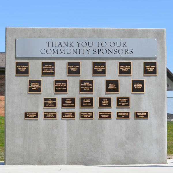 Bronze sponsor recognition plaques