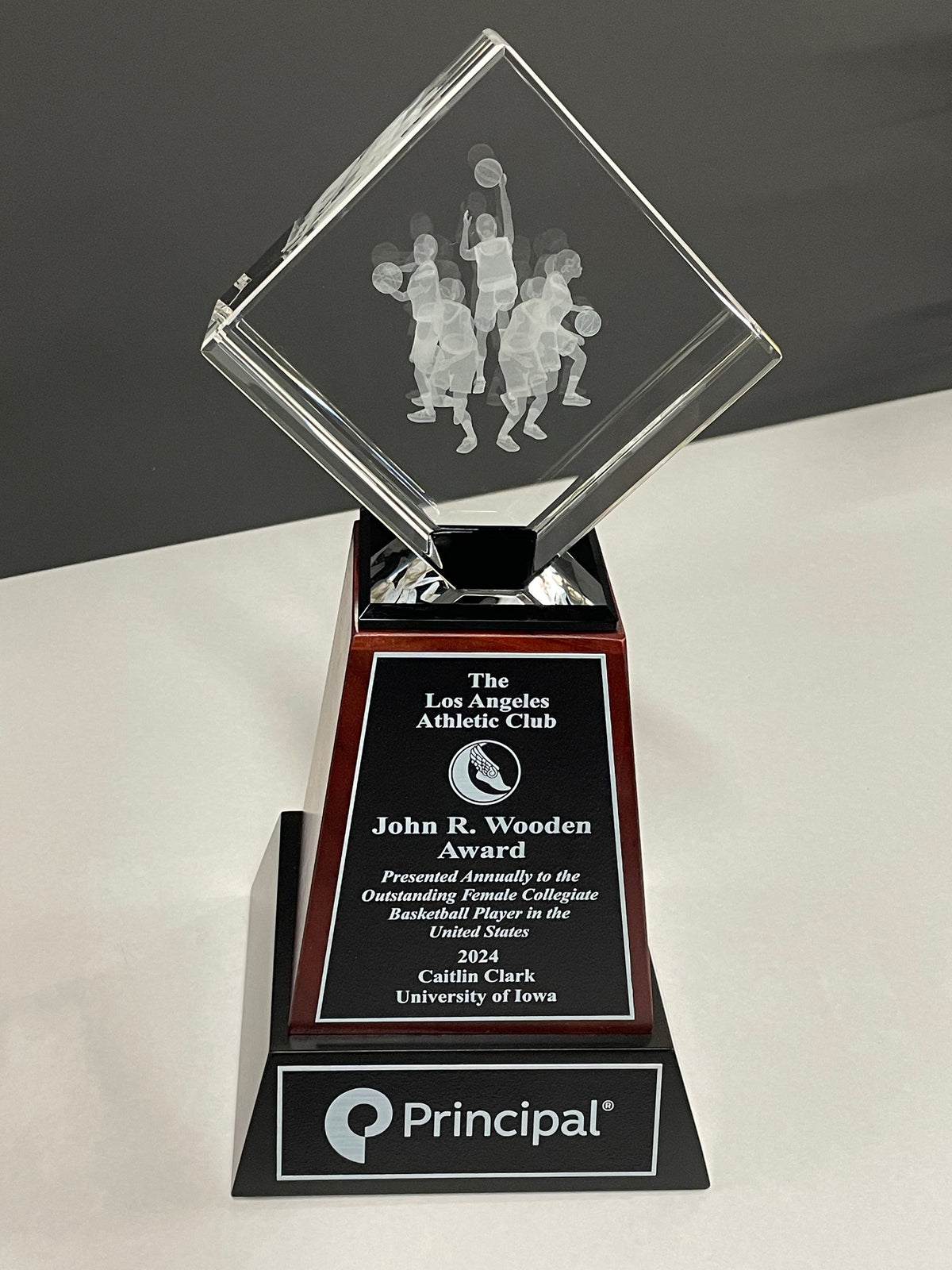 2024 John R. Wooden Award with UV-printed name plate and presenting-sponsor plate