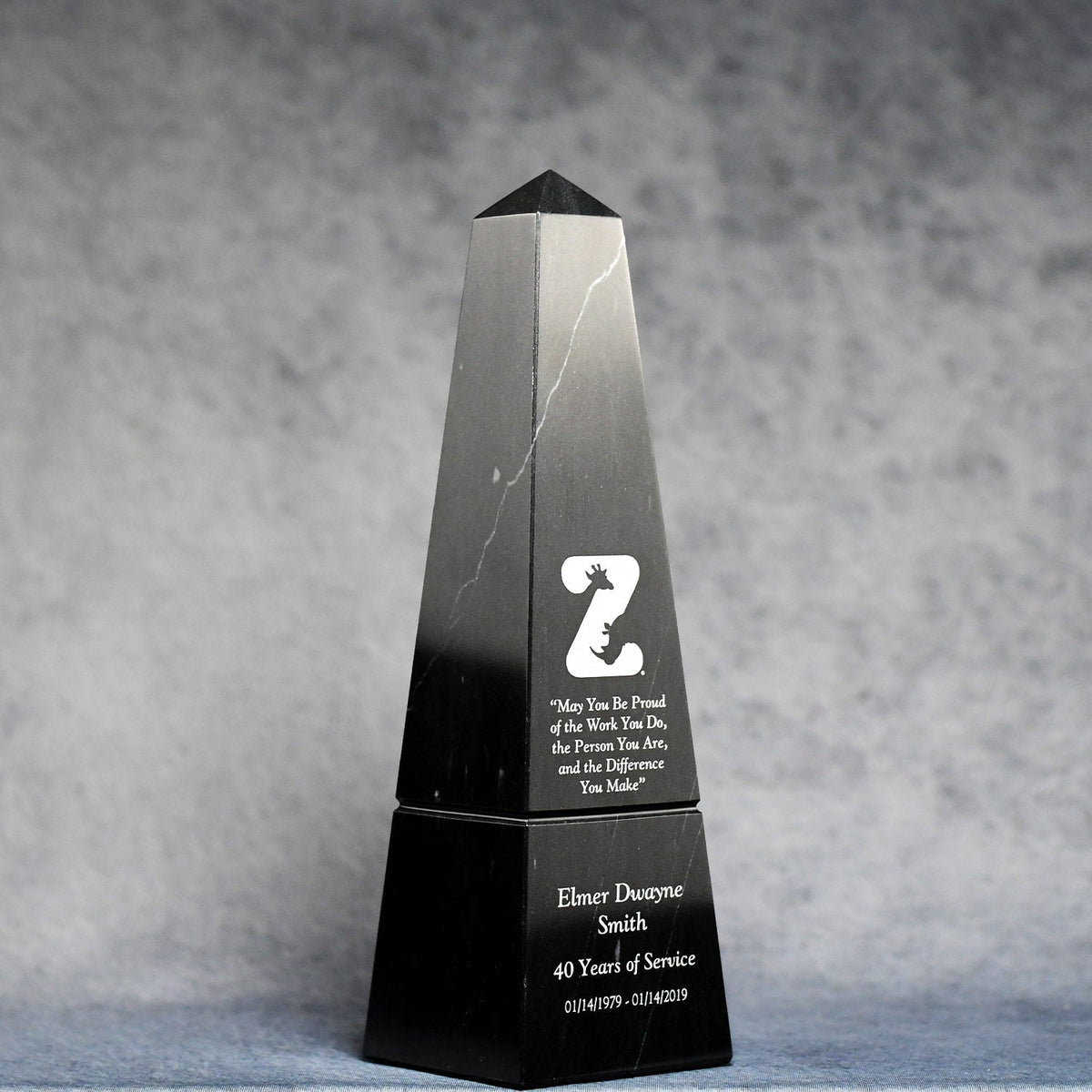 Black Marble Obelisk | Global Recognition Inc