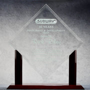 Jade Glass Diamond On Piano Wood Base | Global Recognition Inc