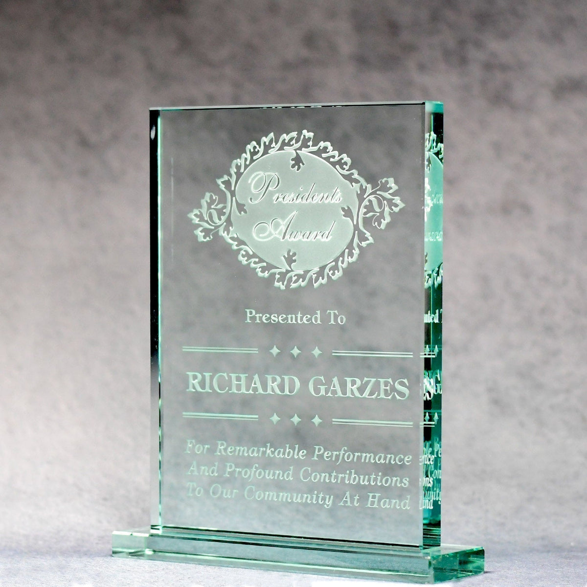 Jade Glass Standing Plaque | Global Recognition Inc