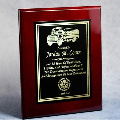 Rosewood Piano Finish Plaque With Plate
