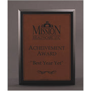 Ebony Finish Plaque With Rawhide Leatherette Plate | Global Recognition Inc