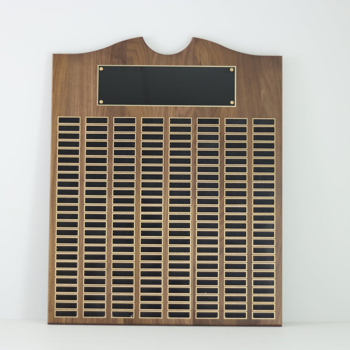 Perpetual Walnut Plaque With Scroll Top - 200 Plates | Global Recognition Inc