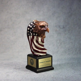 Eagle Head With The American Flag, right side view