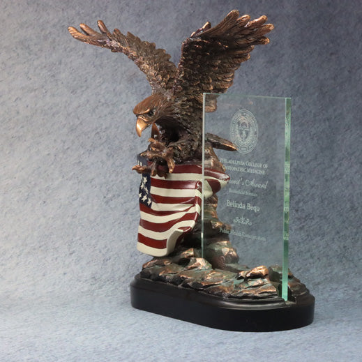 Bronze Eagle With Flag, left side view