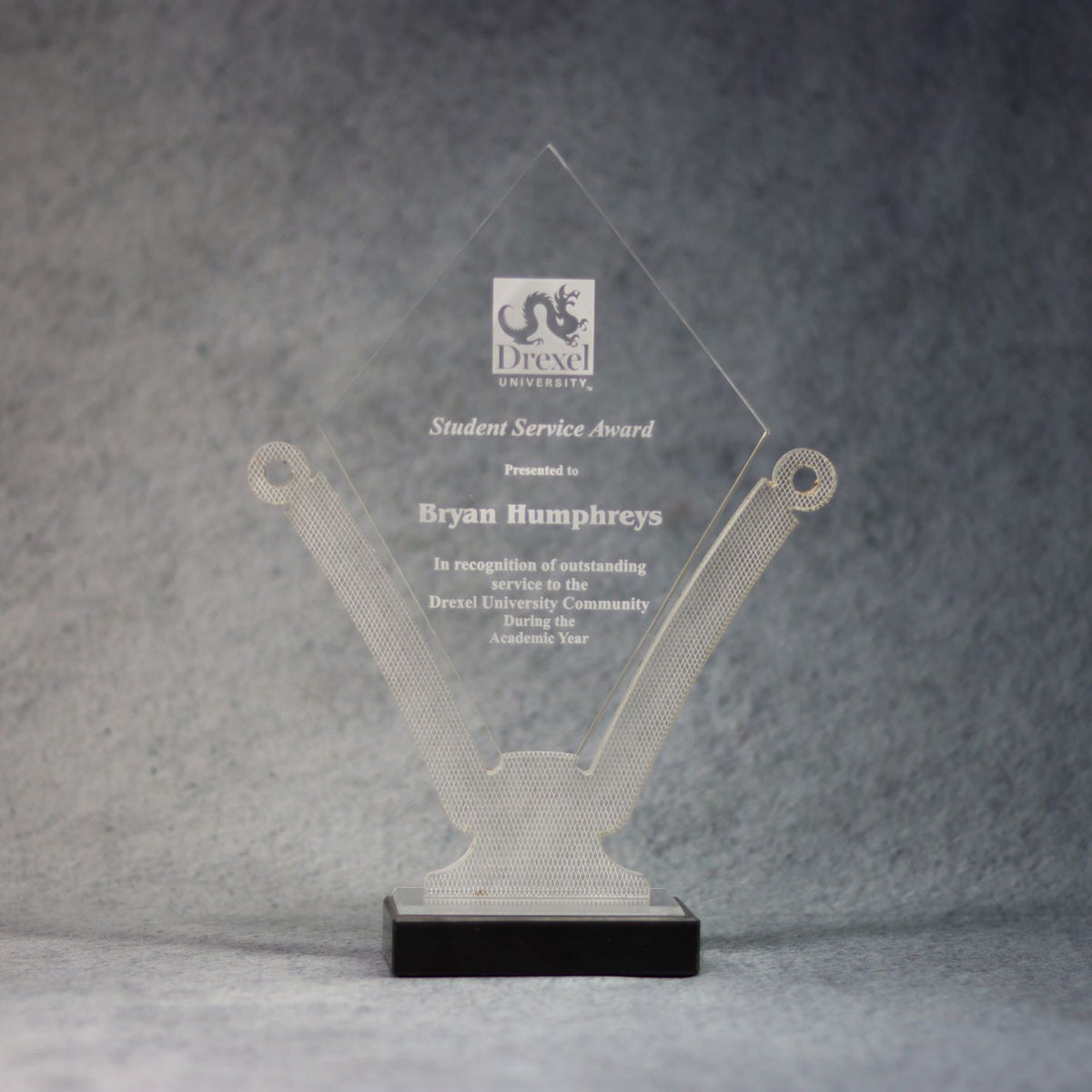 Clear and Textured Acrylic Peaked Cup with Base | Global Recognition Inc
