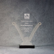 Clear/Textured Acrylic Diamond Award with Base