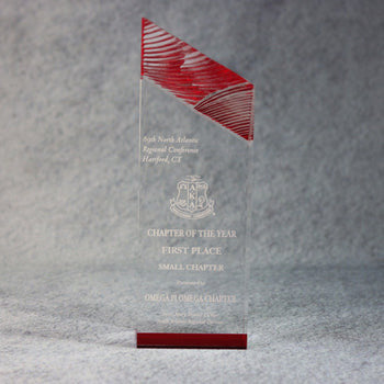 Acrylic Carved Tower, Red, front view