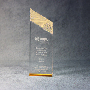 Acrylic Carved Tower, Gold, front view