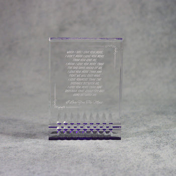 Acrylic Rectangle with Diamond Cut Accents, 3.5x5 / Purple, front view