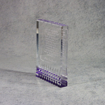 Acrylic Rectangle with Diamond Cut Accents, 4x6 / Purple, left side view