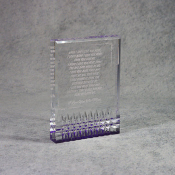 Acrylic Rectangle with Diamond Cut Accents, 5x7 / Purple, right side view