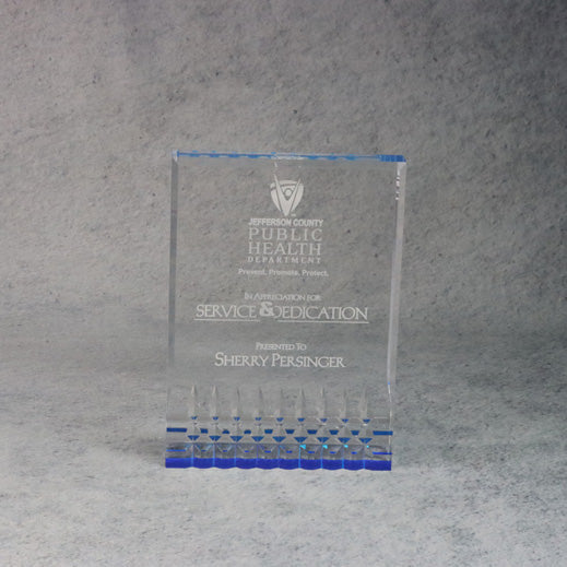 Acrylic Rectangle with Diamond Cut Accents, 3.5x5 / Blue