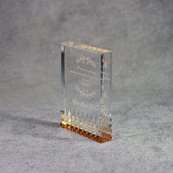Acrylic Rectangle with Diamond Cut Accents, 4x6 / Gold, left side view