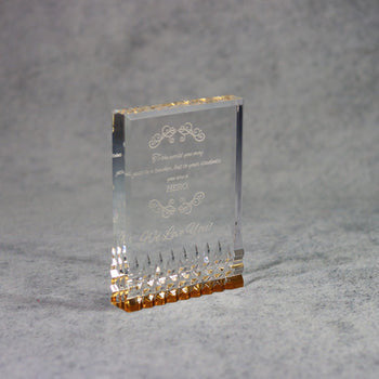Acrylic Rectangle with Diamond Cut Accents, 5x7 / Gold, right side view