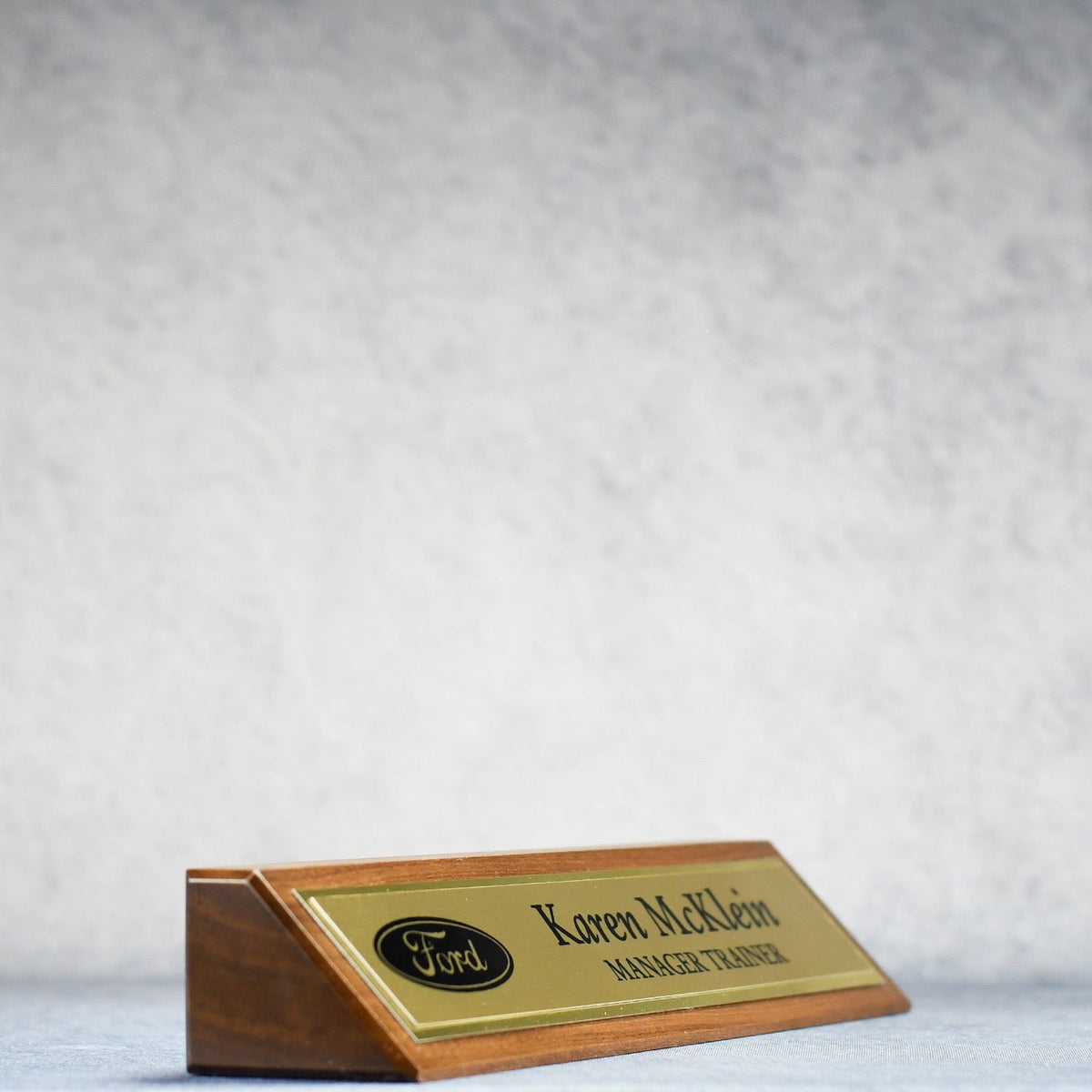 Walnut Desk Name Wedge, right side view