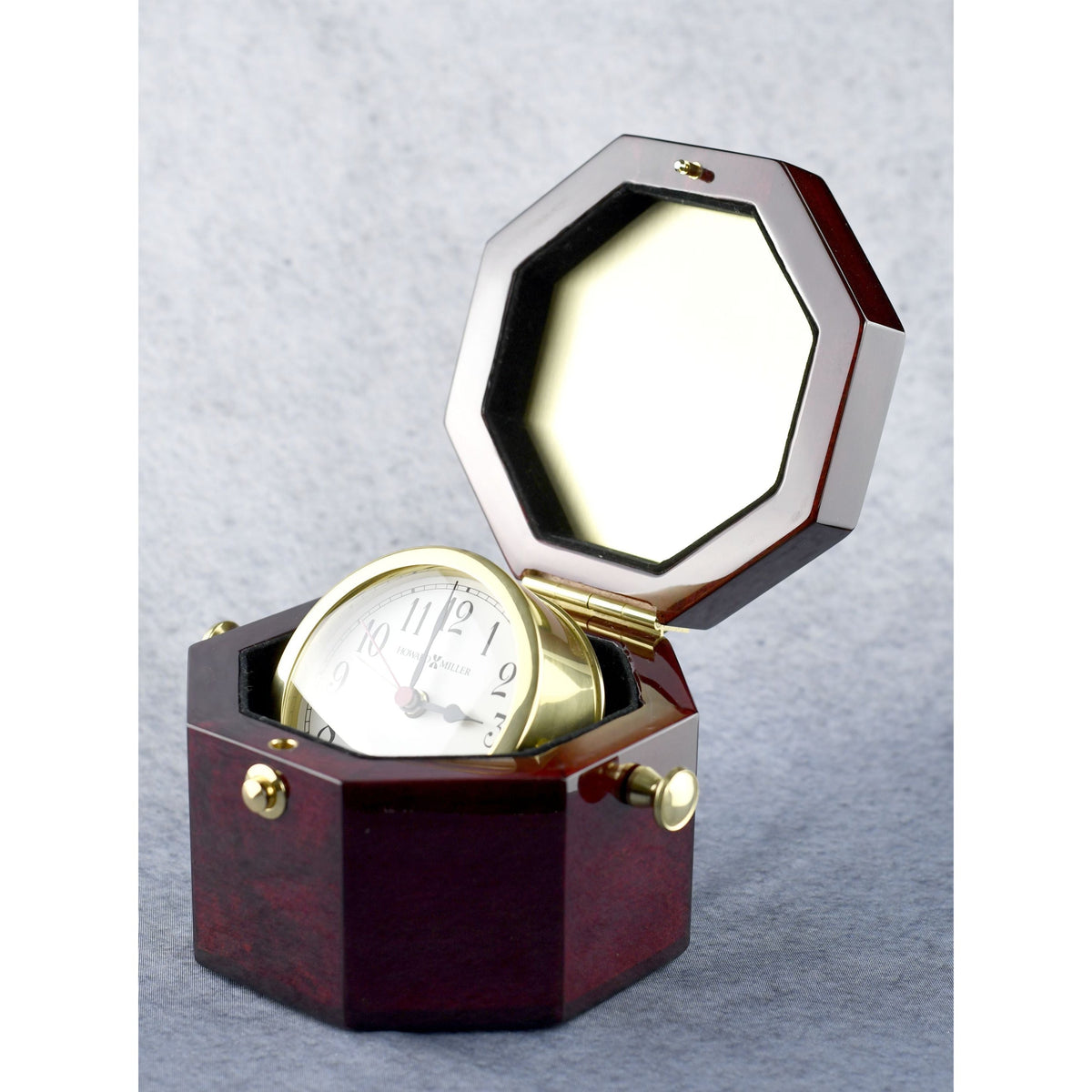 Captains Clock Encased In Cherrywood, left side view