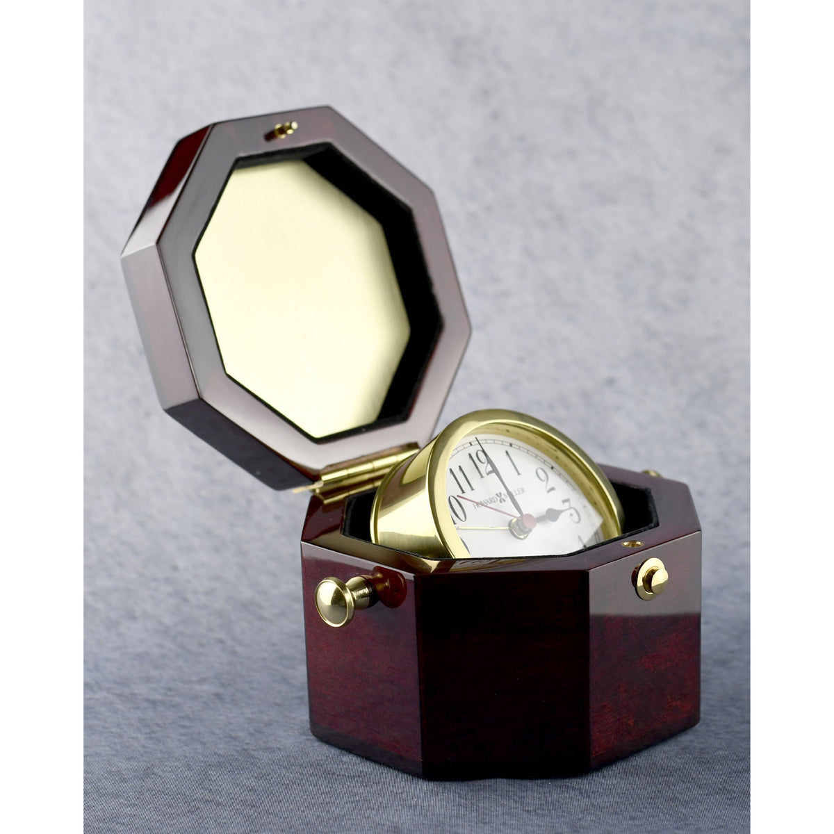Captains Clock Encased In Cherrywood, right side view