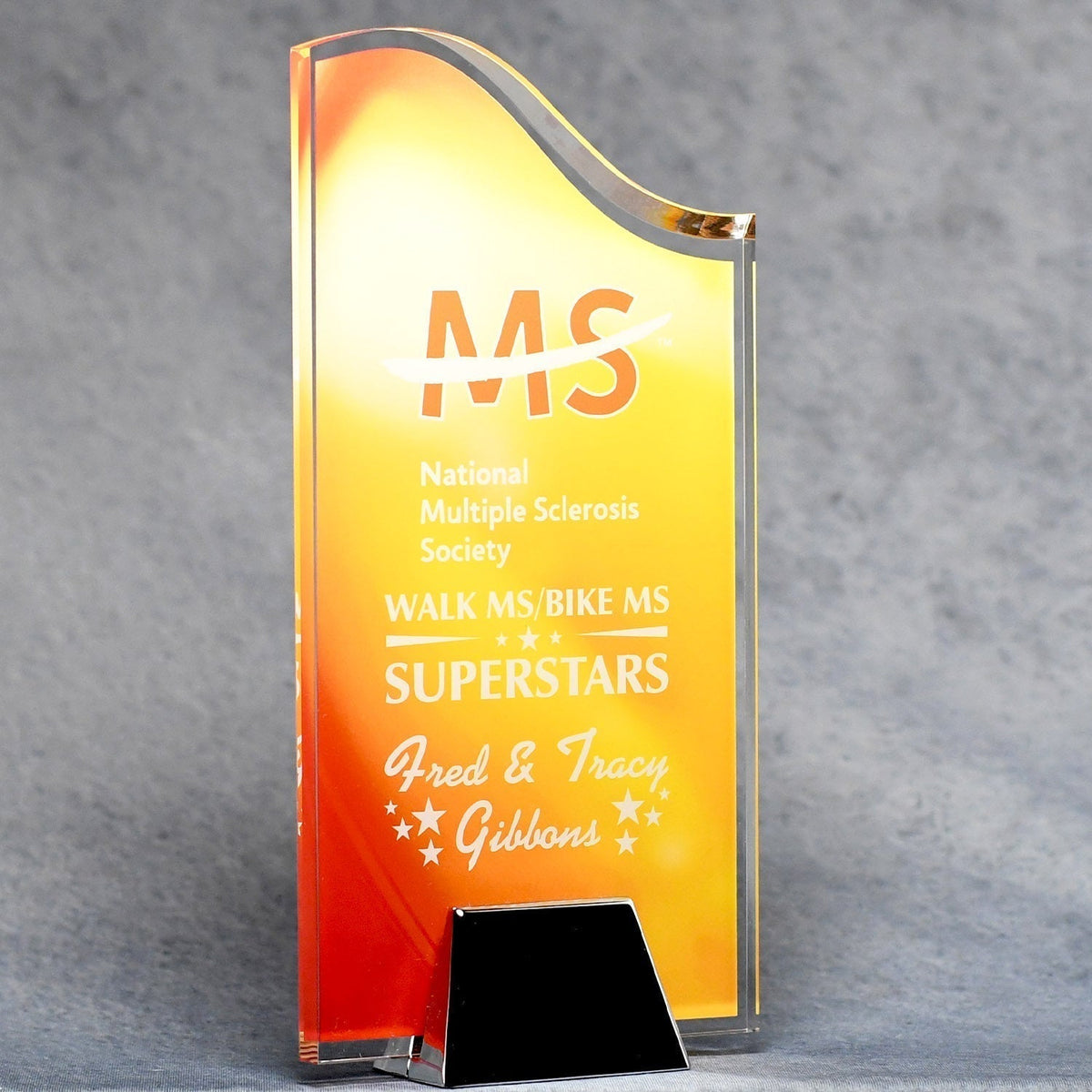 Acrylic Wave With Chrome Base | Global Recognition Inc
