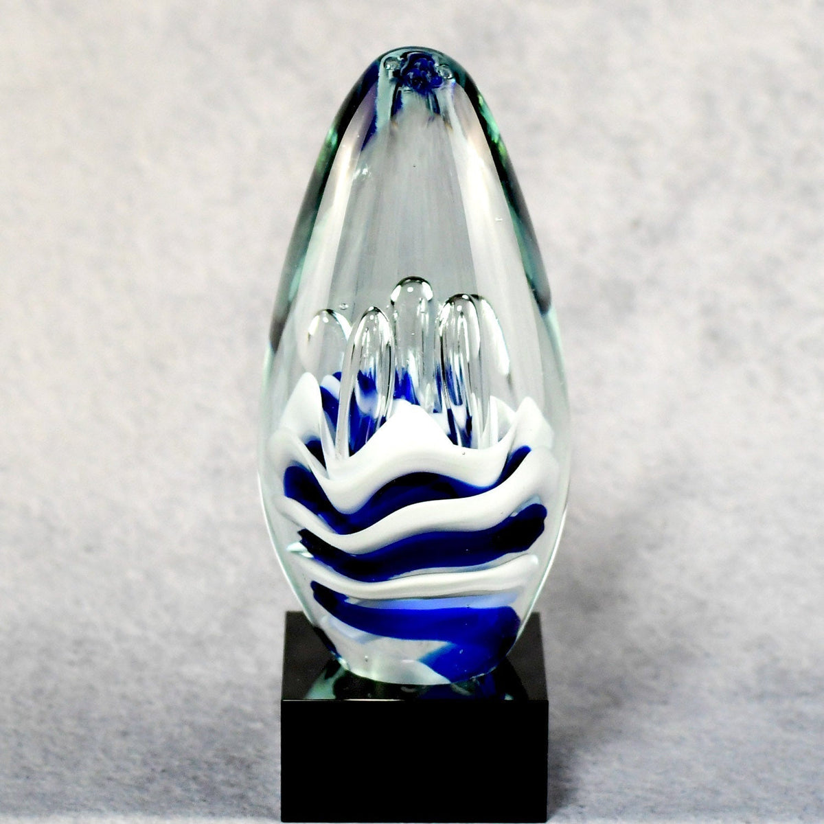 Blue And White Art Glass Egg | Global Recognition Inc