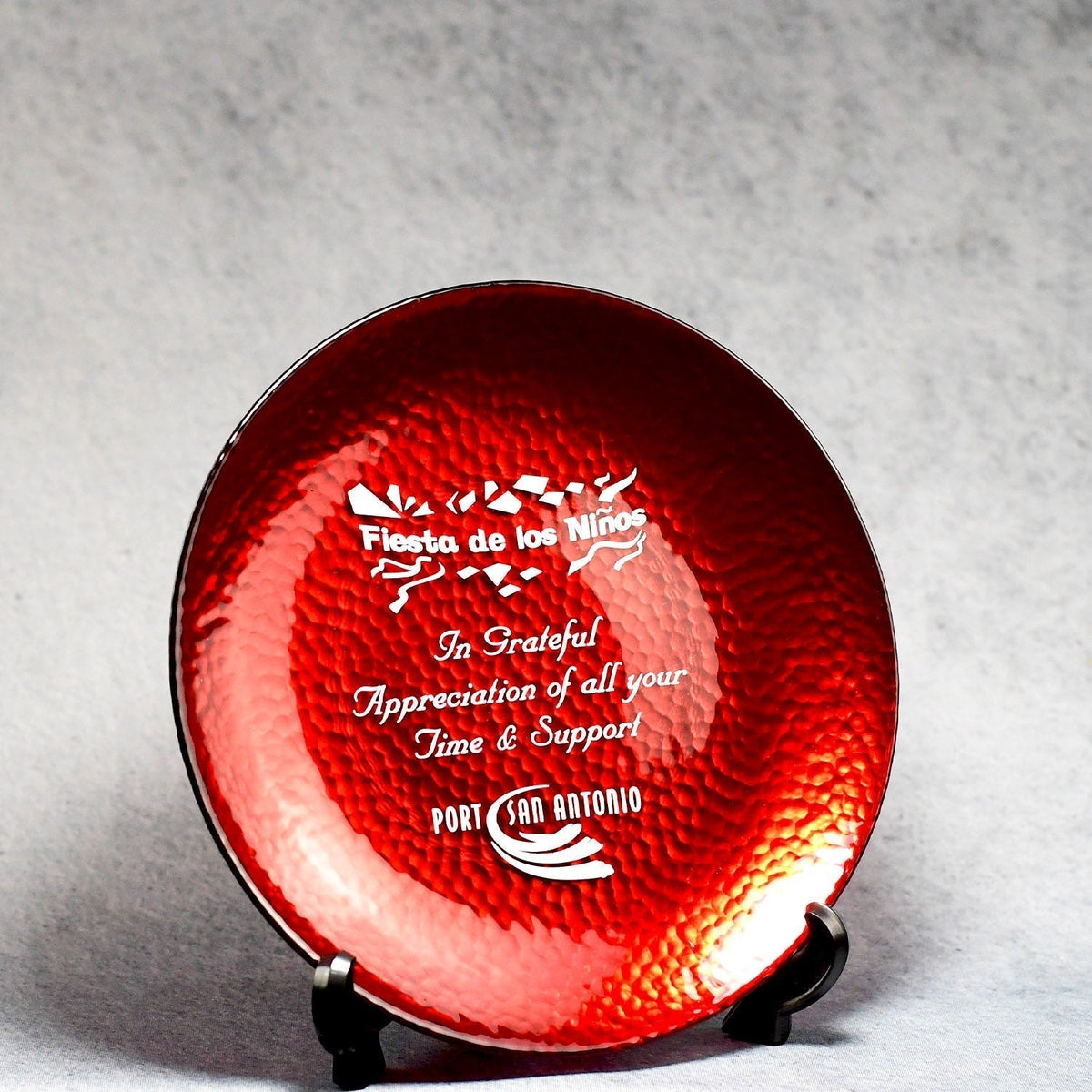 Red Art Glass Plate | Global Recognition Inc