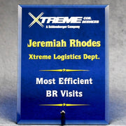 Economy Blue Glass Standing Plaque | Global Recognition Inc