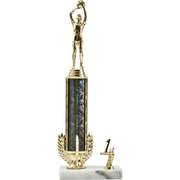 Tri-Wreath Round Column Trophy With Trim