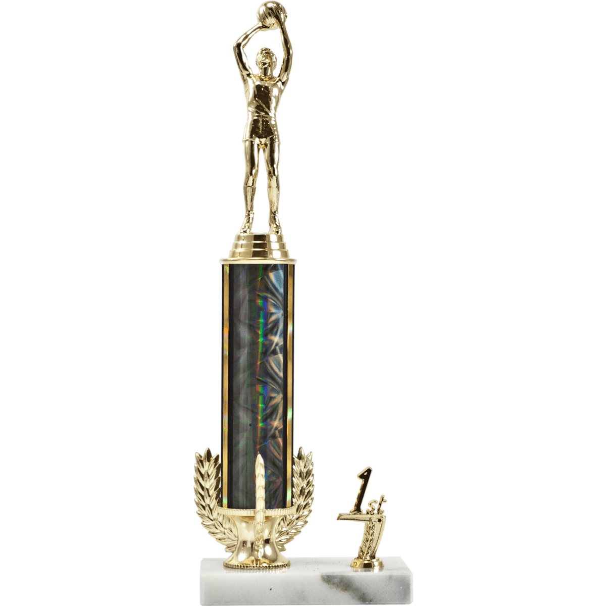 Tri-Wreath Round Column Trophy With Trim