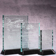 Jade Glass Plaque On Black Piano Base | Global Recognition Inc