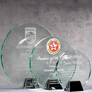Jade Glass Circle With Chrome Stand | Global Recognition Inc