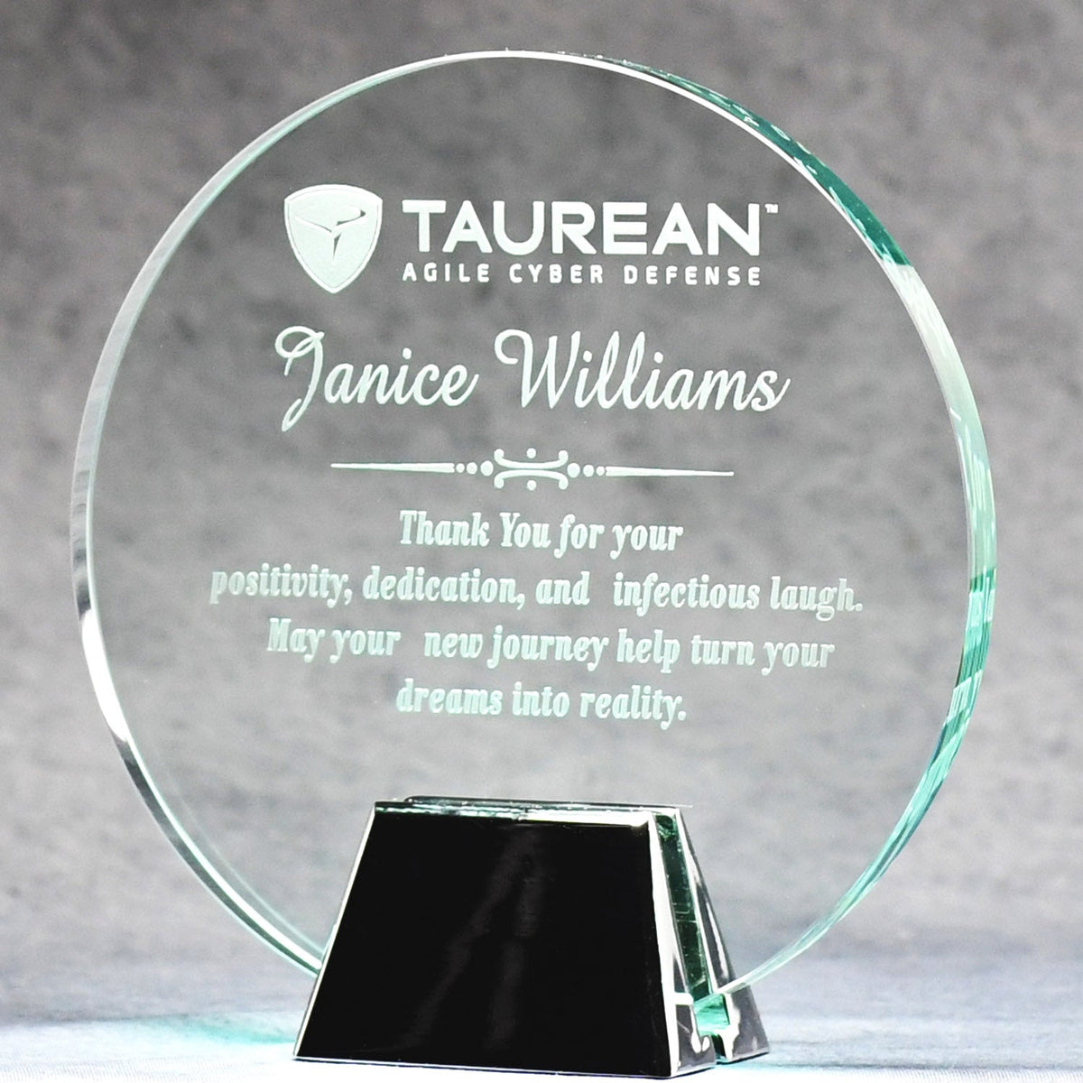 Jade Glass Circle With Chrome Stand | Global Recognition Inc