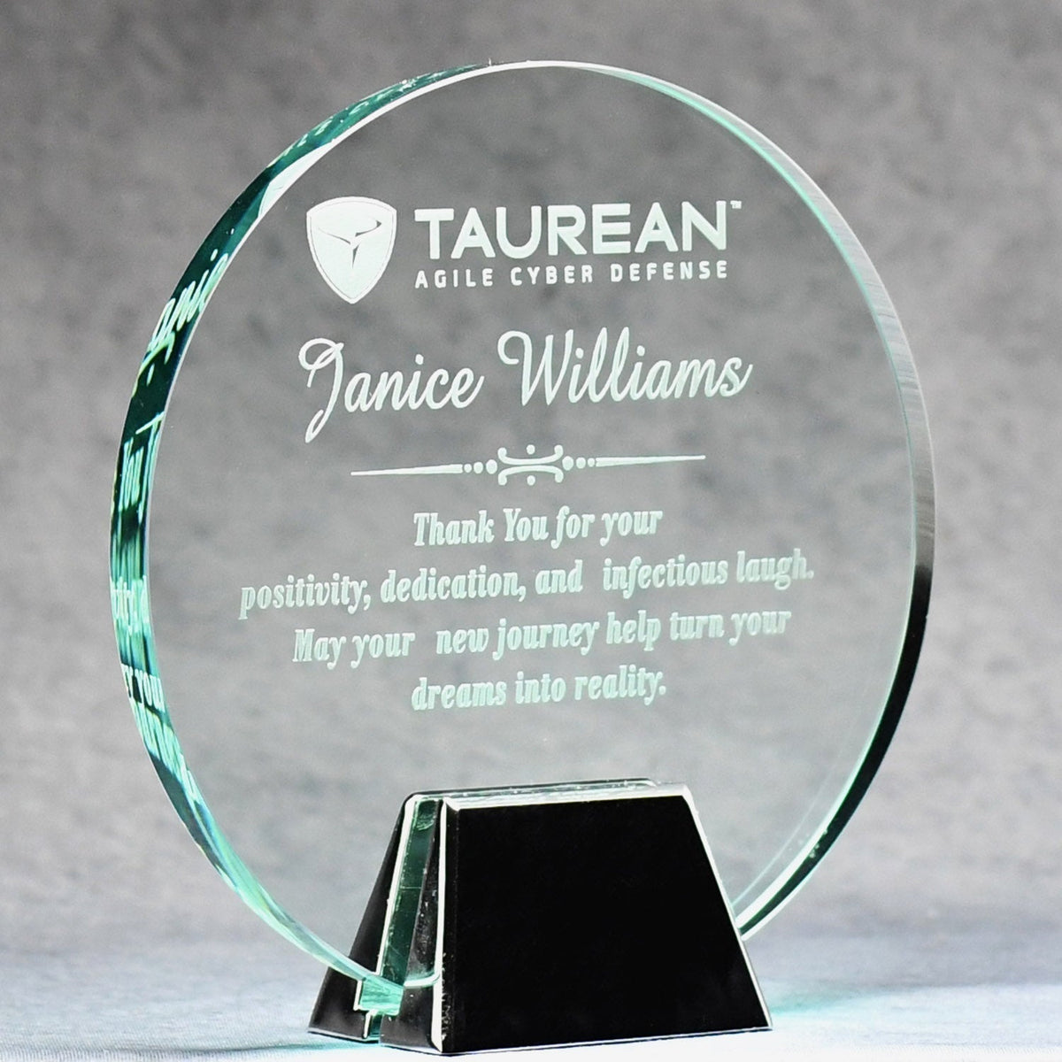 Jade Glass Circle With Chrome Stand | Global Recognition Inc