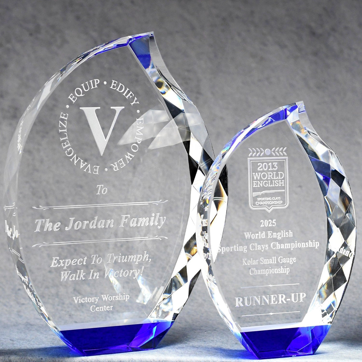 Multi-Faceted Crystal Flame With Blue Base | Global Recognition Inc