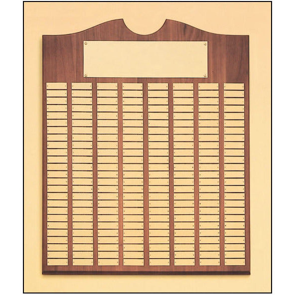 Perpetual Walnut Plaque With Scroll Top - 200 Plates | Global Recognition Inc