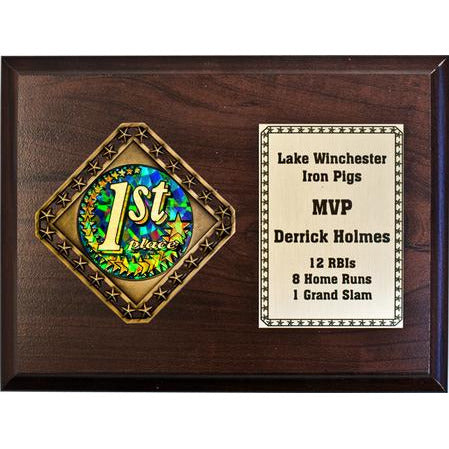Diamond Medal Plaque - Horizontal, Cherry
