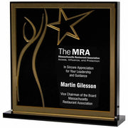 Lucite Square With Star And Black And Gold Or Silver Mirror | Global Recognition Inc