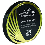 6" Lucite Circle With Black Contour Mirror | Global Recognition Inc