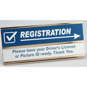 Double Plate Sign on Gold Stand