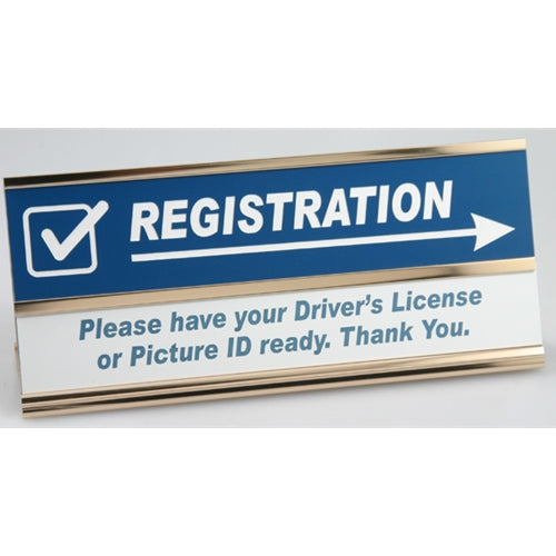 Double Plate Sign on Gold Stand