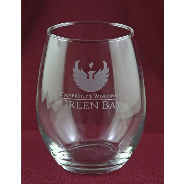 Etched Stemless Wine Glass 15 oz