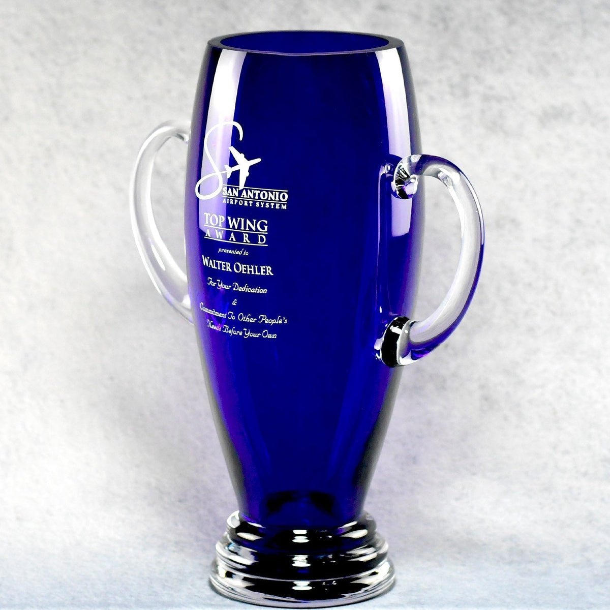 Tall Cobalt Blue Vase, right side view