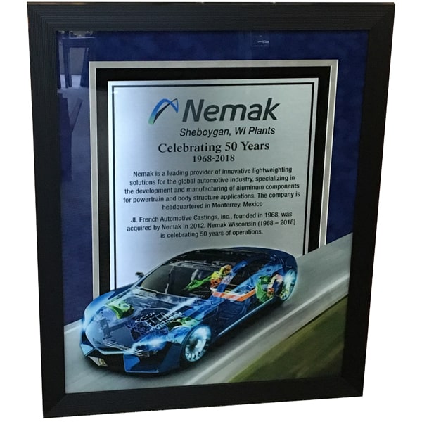 50th anniversary framed plaque