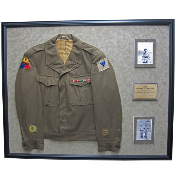 custom shadow box framing of military jacket