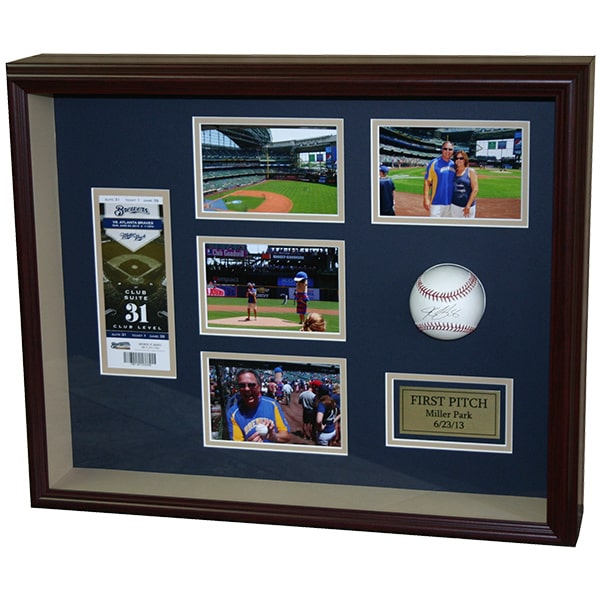 custom shadow box framing of baseball memorabilia