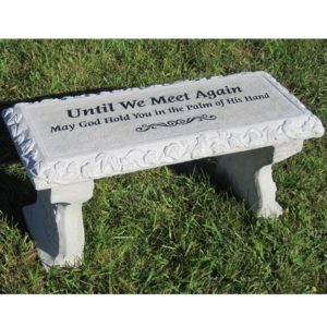 etched concrete bench