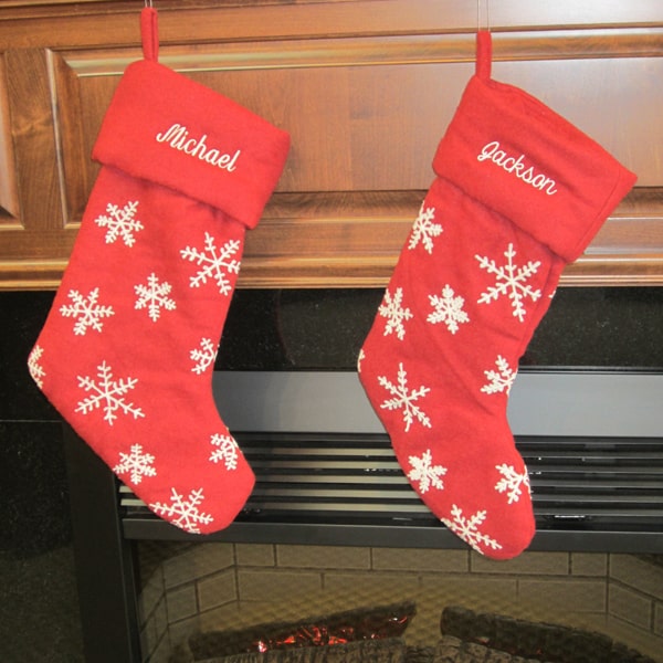 embroidered Christmas stockings