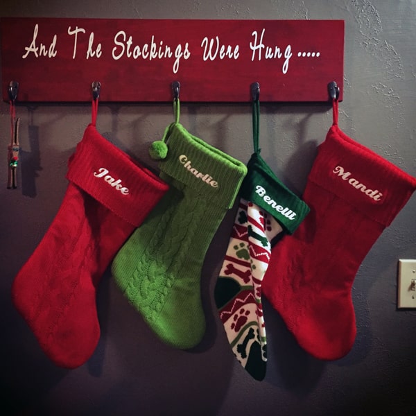 embroidered Christmas stockings